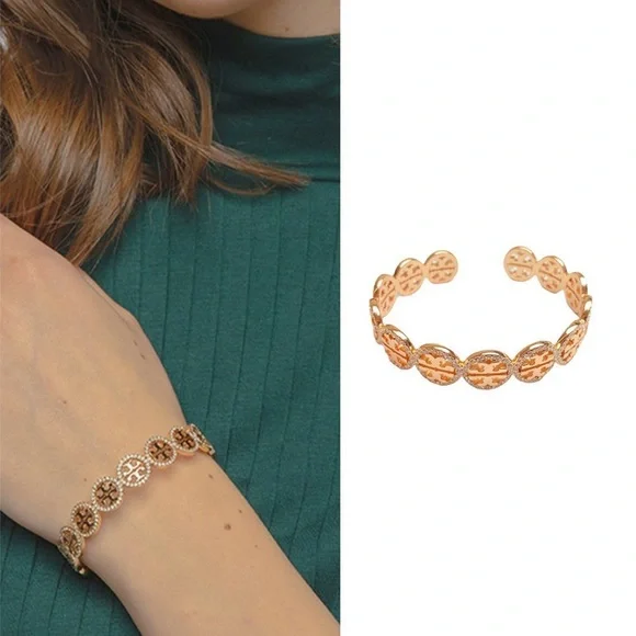 Tory Burch Rose Gold Floral Filigree Bracelet - Picture 3 of 11